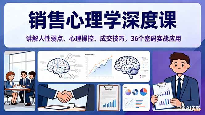 （16456期）销售心理学深度课，讲解人性弱点、心理操控、成交技巧，36个密码实战应用-千城资源网