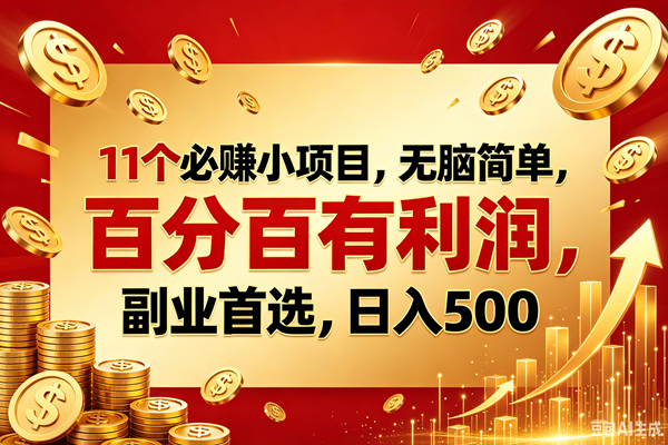 （18851期）11个必赚的小项目，百分百赚元子，无脑简单，副业首选，日入500+-千城资源网