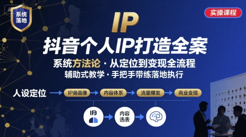 抖音个人IP系统落地实操大课，实操课程，辅助落地-千城资源网
