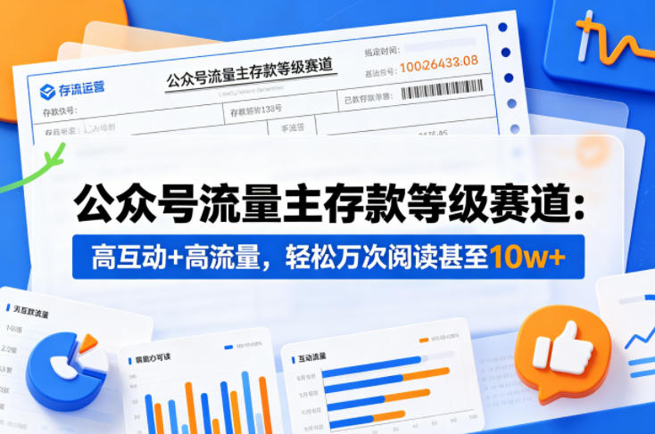 公众号流量主之存款等级赛道，高互动+高流量，轻松达到万次阅读，甚至10w+-千城资源网