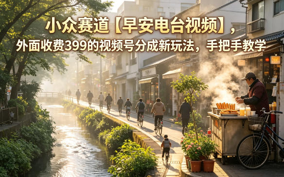 小众赛道【早安电台视频】，外面收费399的视频号分成新玩法，手把手教学-千城资源网