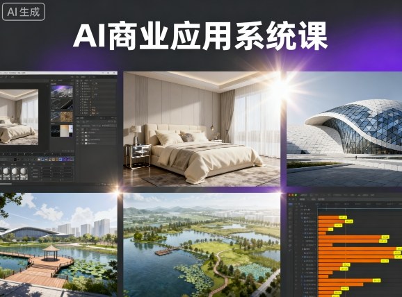 AI商业应用系统课，室内-软装-建筑-景观，智能设计+效果图+动画画实战-千城资源网
