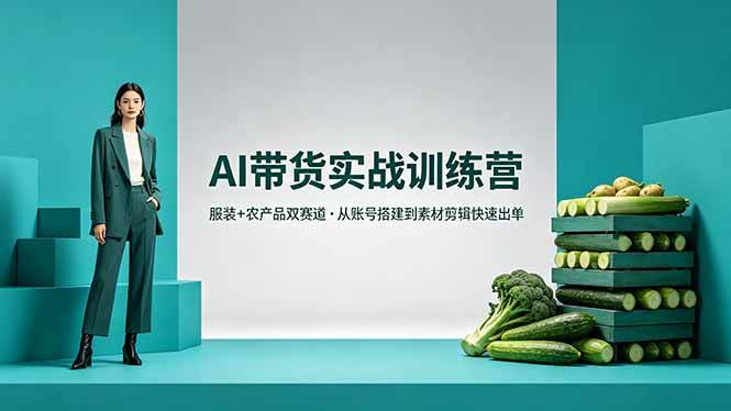 （18355期）AI带货实战训练营，服装+农产品双赛道，从账号搭建到素材剪辑快速出单-千城资源网