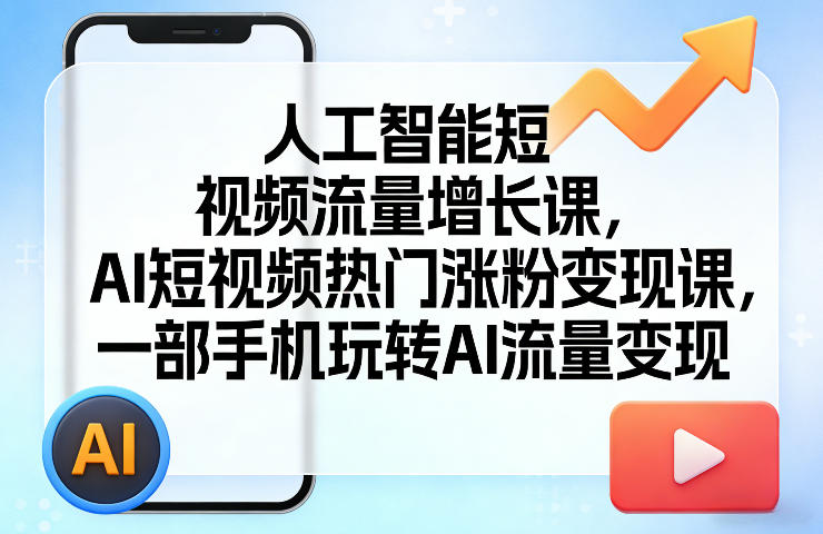 人工智能短视频流量增长课，AI短视频热门涨粉变现课，一部手机玩转AI流量变现-千城资源网