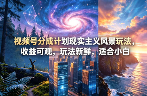 视频号分成计划现实主义风景玩法，收益可观，玩法新鲜，适合小白-千城资源网