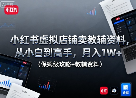 小红书虚拟店铺卖教辅资料，从小白到高手，月入1W+（保姆级攻略+教辅资料）-千城资源网