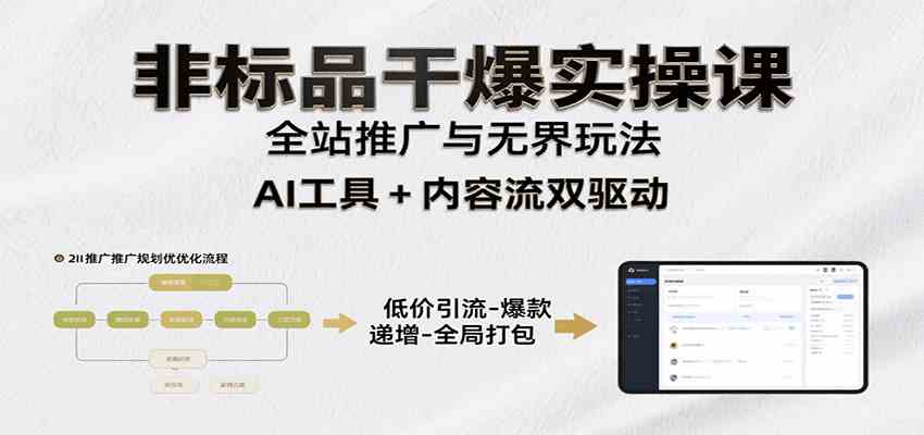 非标品干爆实操课：含多案例及操盘方法，从选品到推广、成交，助力打造爆款实现盈利-千城资源网