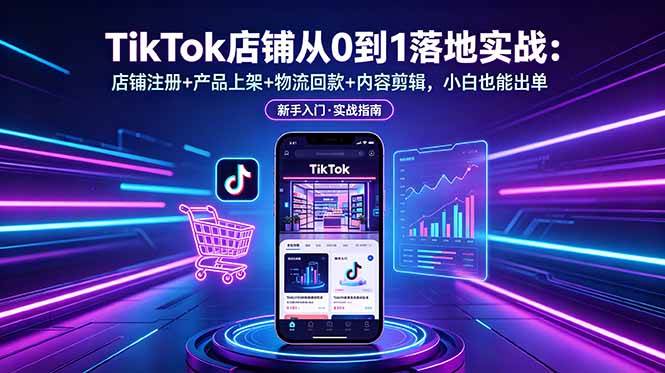 （18862期）TikTok店铺从0到1落地实战：店铺注册+产品上架+物流回款+内容剪辑，小白也能出单-千城资源网