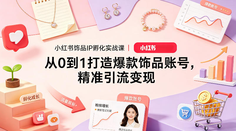小红书饰品IP孵化实战课｜从0到1打造爆款饰品账号，精准引流变现-千城资源网