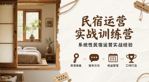 民宿运营实战训练营，系统性民宿运营实战经验-千城资源网