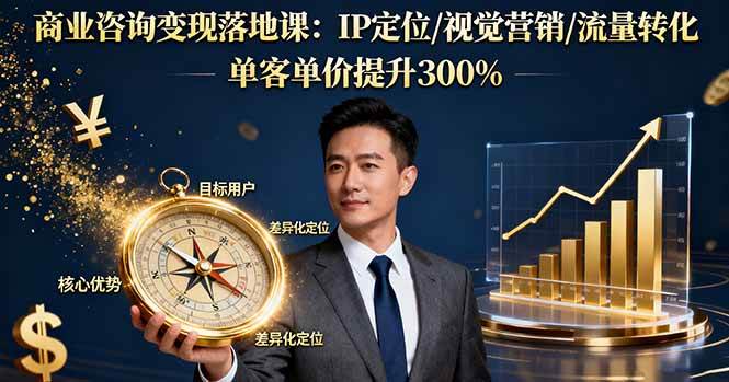 （16249期）商业咨询变现落地课：IP定位/视觉营销/流量转化，单客单价提升300%-千城资源网