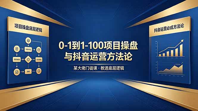 （18382期）0-1到1-100怎么建？某大佬门徒课教透项目操盘底层逻辑+抖音运营必成方法论-千城资源网